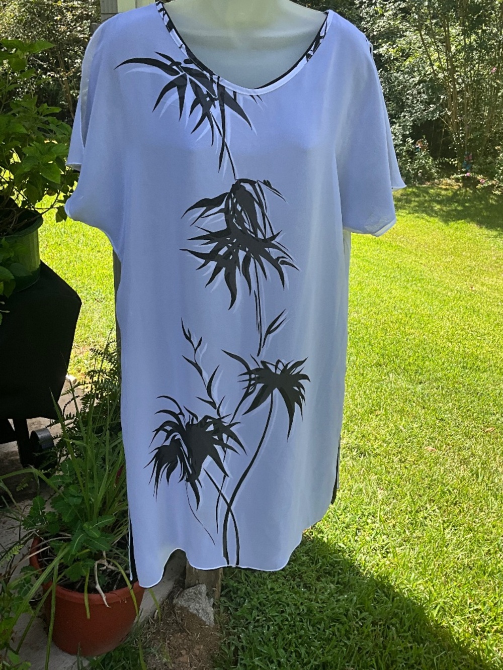 EUropean Sheer Chiffon Resort Tunic Cover-Up Lace-Up US 8,, NWOT - Picture 11 of 14